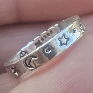 Adjustable Star Moon Emoji Smiley Face Ring 925 Sterling Silver